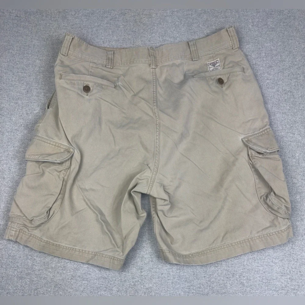 Vintage Polo Ralph Lauren 67 Chino Cargo Shorts Mens Size 36x Tan‎ Khaki Y2K 90s